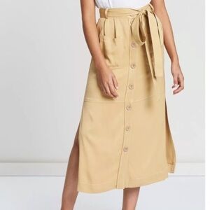 See by CHLOÉ Gabardine Midi Skirt In Jungle Brown Size 40 US 8 Minimalist